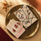 White and Pink Floral Bed and Bath Gift Set, The Gift Room. Handmade in India by House of Taraasha.