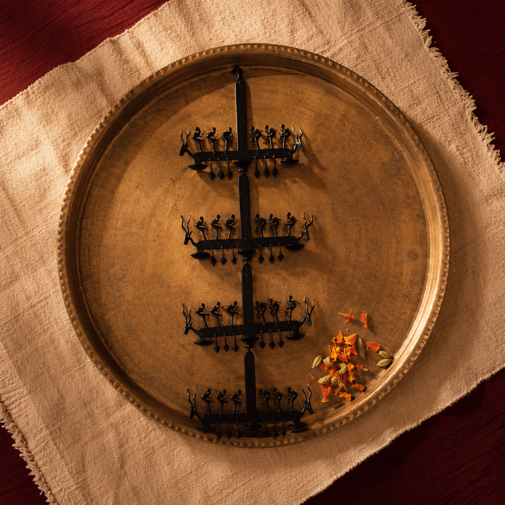 Bastar Lohshilp Wrought Iron Tribal Stand, Tribal Stories. Handmade in India by House of Taraasha.