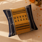 Naga Tribal Backstrap-Woven Mustard and Black Cushion Cover, The Living Room. Handmade in India by House of Taraasha.