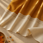 Mustard & Off-White Reversible Cotton Curtain & Cushion Set, The Draped Window. Handmade in India by House of Taraasha.