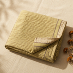 Sage Green & White Textured Sanganer Bedsheet, The Linen Room. Handmade in India by House of Taraasha.