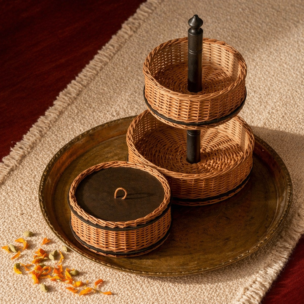 Kashmiri Willow Wicker Storage Box & Fruit Basket, The Wicker House. Handmade in India by House of Taraasha.