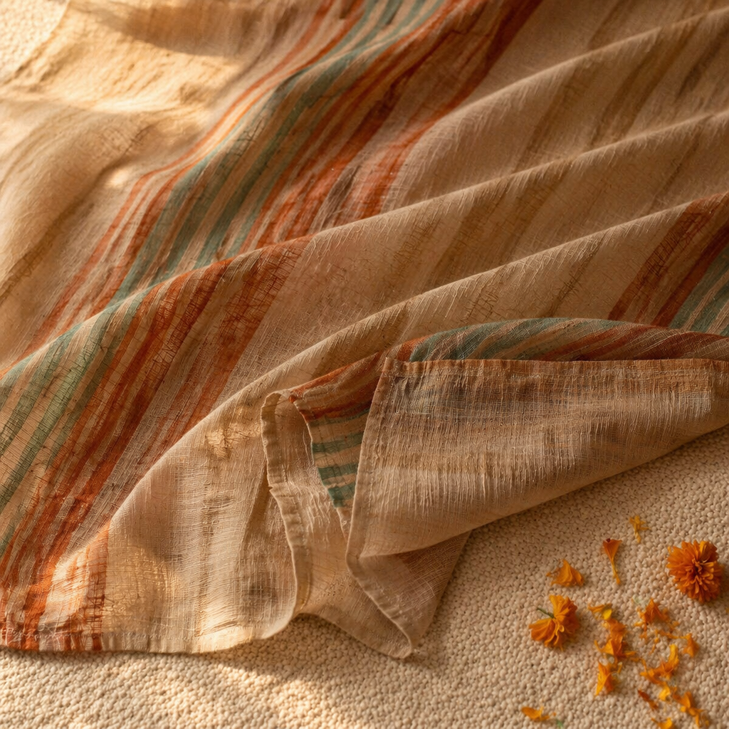 Handwoven Solid Ivory Cotton Door Curtain, The Draped Window. Handmade in India by House of Taraasha.