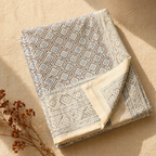 Mustard & Black Bagru Tiled Geometric Bedsheet, The Linen Room. Handmade in India by House of Taraasha.