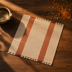 Rust & Off-White Madur Grass Table Mat, The Gathered Table. Handmade in India by House of Taraasha.