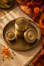 Kanjeevaram Brass Kitchen Jar Duo, The Brass Atelier. Handmade in India by House of Taraasha.
