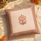 Royal Courtyards Dusty Pink Floral Cotton Cushion Cover, The Living Room. Handmade in India by House of Taraasha.