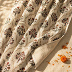 Rust and Maroon Ornate Floral Cotton Door Curtain, The Draped Window. Handmade in India by House of Taraasha.