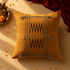 Naga Mustard Backstrap-Loom Woven Tribal Cushion Cover, The Living Room. Handmade in India by House of Taraasha.
