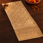 Applique Cutwork Runner Off-White and Taupe, The Gathered Table. Handmade in India by House of Taraasha.