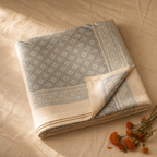 Blue & Grey Bagru Geometric Bedsheet, The Linen Room. Handmade in India by House of Taraasha.