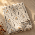 Cypress Yellow Hand-Printed Floral Bedsheet, The Linen Room. Handmade in India by House of Taraasha.