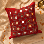 Lambani Mirror Work Hand-Embroidered Cotton Cushion Cover, The Living Room. Handmade in India by House of Taraasha.