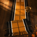 Naga Backstrap-Woven Runner Mustard and Black, The Gathered Table. Handmade in India by House of Taraasha.