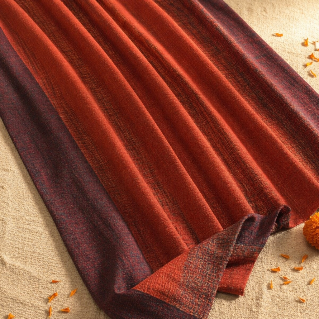 Brick Red Solid Cotton Door Curtain, The Draped Window. Handmade in India by House of Taraasha.