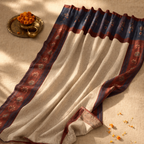 Vintage Chintz Ivory, Maroon and Navy Floral Stripe Curtain, The Draped Window. Handmade in India by House of Taraasha.