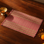Madur Grass Woven Table Mats Blush Pink and Beige, The Gathered Table. Handmade in India by House of Taraasha.