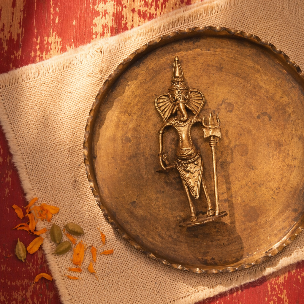 Dhokra Ganesha Bastar Lost-Wax Brass, Tribal Stories. Handmade in India by House of Taraasha.