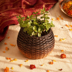Indigo Ombre Kashmiri Willow Wicker Planters, The Art Wall. Handmade in India by House of Taraasha.