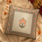 Jaali and Floral Green and Dusty Pink Cushion Cover Set of 5, The Living Room. Handmade in India by House of Taraasha.