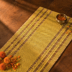 Madur Lemon Handwoven Grass Table Runner, The Gathered Table. Handmade in India by House of Taraasha.