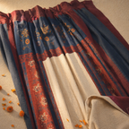 Chintz Assorted Set Ivory, Navy and Maroon Cotton Curtains, The Draped Window. Handmade in India by House of Taraasha.