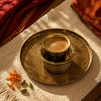 Kanjeevaram Antique Brass Filter Coffee Dabara Set, The Brass Atelier. Handmade in India by House of Taraasha.