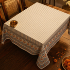 Royal Courtyards Table Cloth Blue and Dusty Pink, The Gathered Table. Handmade in India by House of Taraasha.