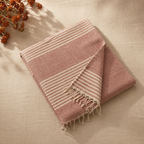 Royal Courtyards Pink Striped Handwoven Bed Cover, The Linen Room. Handmade in India by House of Taraasha.