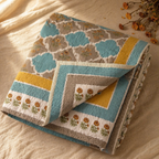 Sanganer Hand Block-Printed Mulmul Cotton AC Comforter, The Linen Room. Handmade in India by House of Taraasha.
