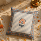 Jaali and Floral Blue and Dusty Pink Cushion Cover Set of 5, The Living Room. Handmade in India by House of Taraasha.