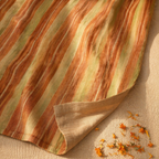 Rust & Green Stripe Handwoven Pure Cotton Door Curtain, The Draped Window. Handmade in India by House of Taraasha.