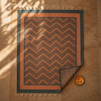 Coral & Teal Chintz Hand Block-Printed Cotton Rug, The Woven Floor. Handmade in India by House of Taraasha.