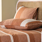 Pure Cotton Bed sheet with Pillow Cover in Rust and Off White | Single | Queen and King Sizes | Marigold Collection - Rust and Off white / Queen Size / Pure Cotton