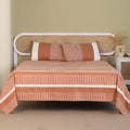 Pure Cotton Bed sheet with Pillow Cover in Rust and Off White | Single | Queen and King Sizes | Marigold Collection - Rust and Off white / Queen Size / Pure Cotton