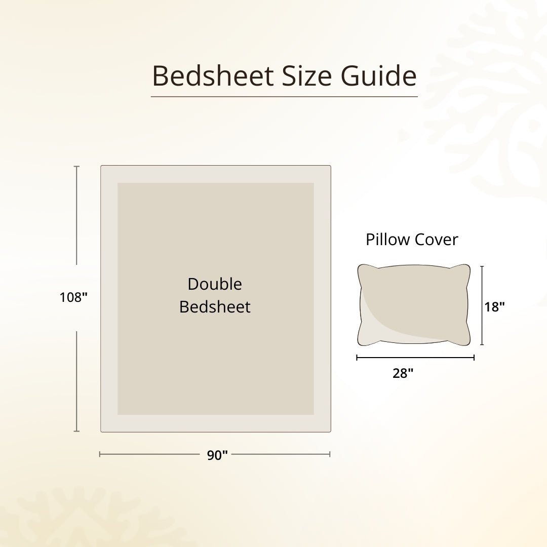 Double Bed sheet set with 2 Pillow Covers in Pure Cotton| Hand Printed in a Cypress design in a Pink Colour | Queen Size - 90 by 108 inches