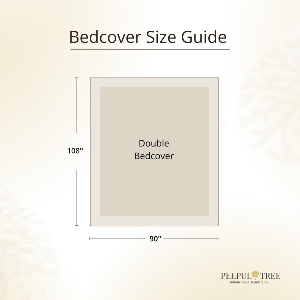 Pure Cotton Bed Cover | Queen Size | Navy Blue and Brick Red |Handprinted | Chintz Collection