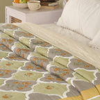 Pure Cotton Quilt in Sage Green | Single and Queen Sizes | Marigold Collection - Sage Green & Mustard / 60 x 90 Inches / Pure Cotton