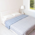 Pure Cotton Quilt or Comforter in Blue leafy Stripes | Versatile as Quilt or AC Blanket | Reversible designs