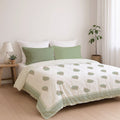Quilted Double Bed Cover in Fine Cotton | Reversible Block Printed with Ornate Trees | Queen Size 90 x 108 inches