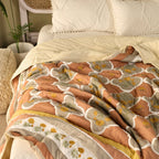 Cotton Quilt Hand Printed in Rust and Taupe Colours with Marigold flowers| 100% Cotton Quilt which is Light weight and Breathable
