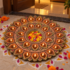 Deepmala: 31-Diya Terracotta Thali, 16 in