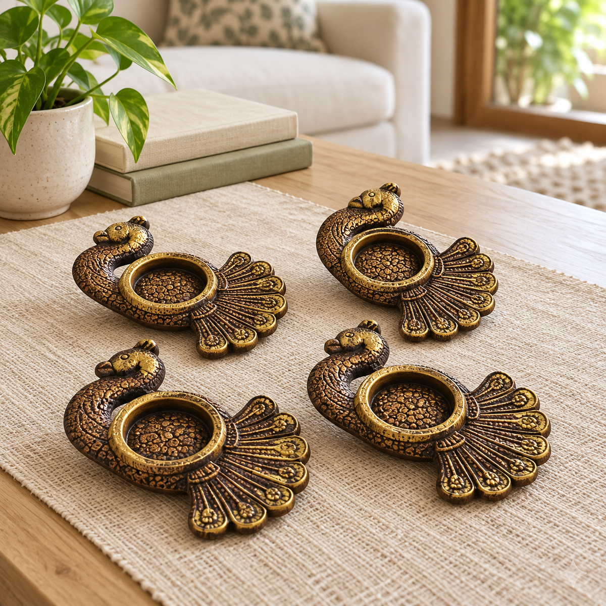 Hansa: Swan Terracotta Tea Light Holders, Set of 4 or 2
