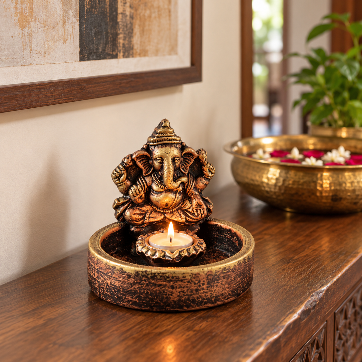 Siddhi: Ganesha Terracotta Bowl Diya, 5 in