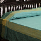 Cotton Bed Cover in Teal Colour Handwoven in Pure Cotton