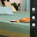 Cotton Bed Cover in Teal Colour Handwoven in Pure Cotton